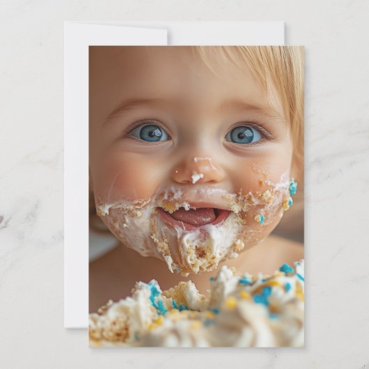 ワンスイートクッキーボーイファースト誕生日招待状 招待状 (裏面)