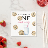 ワンスイートクッキー&ミルクガールファースト誕生日 スタンダードカクテルナプキン (インサイチュ)