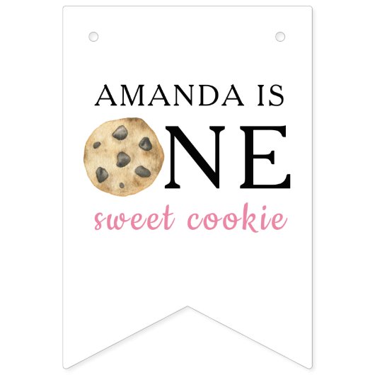 ワンスイートクッキー&ミルクガールファースト誕生日 バンティングフラッグ (第2の旗)