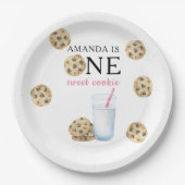 ワンスイートクッキー&ミルクガールファースト誕生日 ペーパープレート (正面)