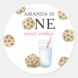 ワンスイートクッキー&ミルクガールファースト誕生日 ラウンドシール