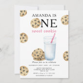 ワンスイートクッキー&ミルクガールファースト誕生日 招待状 (正面)