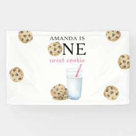 ワンスイートクッキー&ミルクファースト女の子誕生日 横断幕