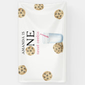 ワンスイートクッキー&ミルクファースト女の子誕生日 横断幕 (縦)