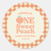 ワンスイートピーチオレンジ第1誕生日パーティー ラウンドシール (正面)