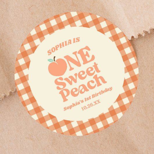 ワンスイートピーチオレンジ第1誕生日パーティー ラウンドシール