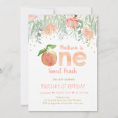 ワンスイートピーチガールファースト誕生日 招待状 (正面)