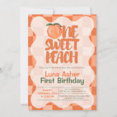 ワンスイートピーチガール1st誕生日パーティー 招待状 (正面)
