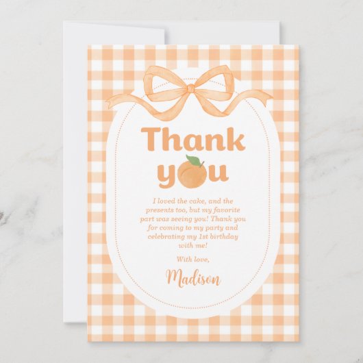 ワンスイートピーチガール1st誕生日 サンキューカード (正面)