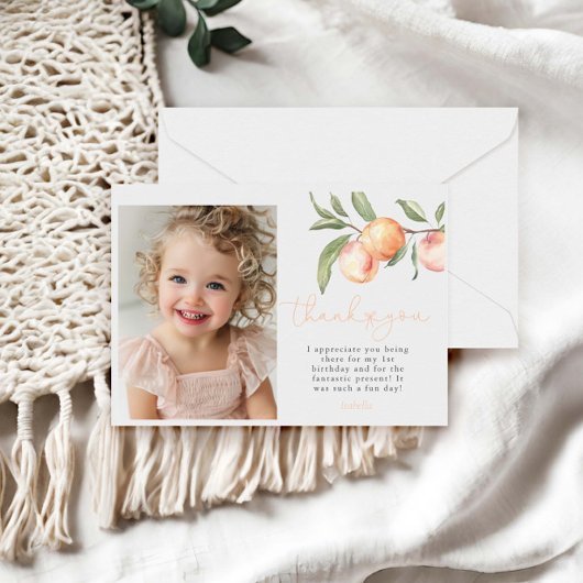 ワンスイートピーチガール1st誕生日 サンキューカード