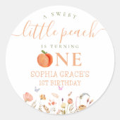 ワンスイートピーチガール1st誕生日 ラウンドシール (正面)