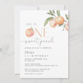 ワンスイートピーチガール1st誕生日 招待状 (正面)