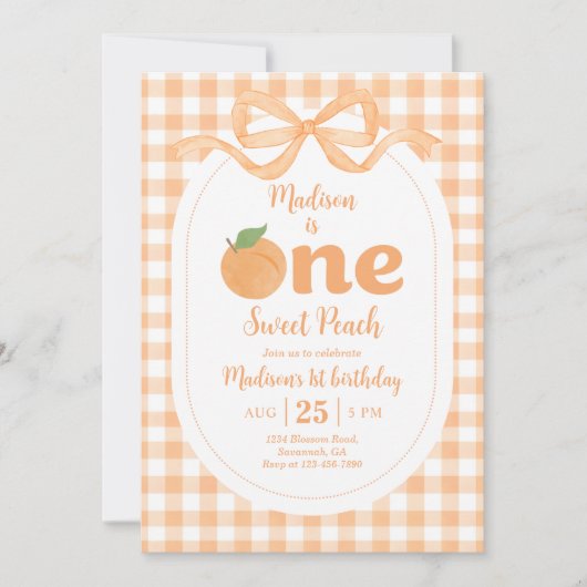ワンスイートピーチガール1st誕生日 招待状 (正面)