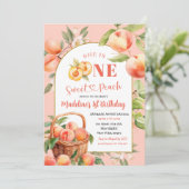 ワンスイートピーチサマーフルーツファースト誕生日 招待状 (スタンド正面)