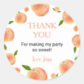 ワンスイートピーチステッカーラベル誕生日 ラウンドシール (正面)