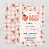 ワンスイートピーチバースデー 招待状 (正面/裏面)