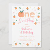 ワンスイートピーチファースト誕生日 招待状 (正面)