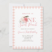 ワンスイートピーチファースト誕生日 招待状 (正面)