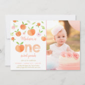 ワンスイートピーチファースト誕生日 招待状 (正面)