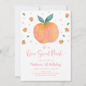 ワンスイートピーチファースト誕生日 招待状 (正面)