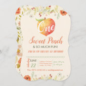 ワンスイートピーチファースト誕生日 招待状 (正面/裏面)