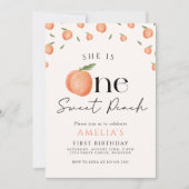 ワンスイートピーチファースト誕生日 招待状 (正面)