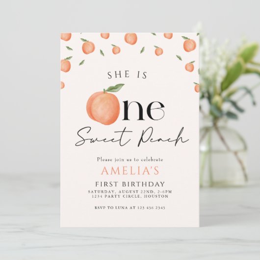 ワンスイートピーチファースト誕生日 招待状 (スタンド正面)