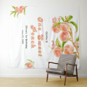 ワンスイートピーチフルーツガール1st誕生日の背景 タペストリー (インサイチュ(横))