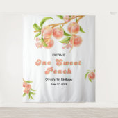 ワンスイートピーチフルーツガール1st誕生日の背景 タペストリー (正面)