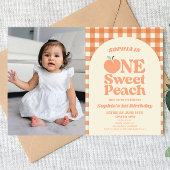 ワンスイートピーチ写真ファースト1歳パーティー 招待状