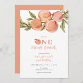 ワンスイートピーチ招待状ピーチファースト誕生日 招待状 (正面/裏面)