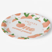 ワンスイートピーチ誕生日紙プレート ペーパープレート (アングル)