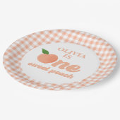 ワンスイートピーチ誕生日紙プレート ペーパープレート (アングル)