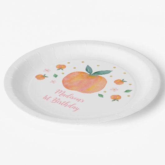 ワンスイートピーチ誕生日 ペーパープレート (アングル)