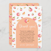 ワンスイートピーチ1stバースデーフォトサンキューカード 招待状 (正面/裏面)