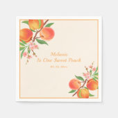 ワンスイートピーチ1stバースデーペーパーナプキン スタンダードカクテルナプキン (正面)