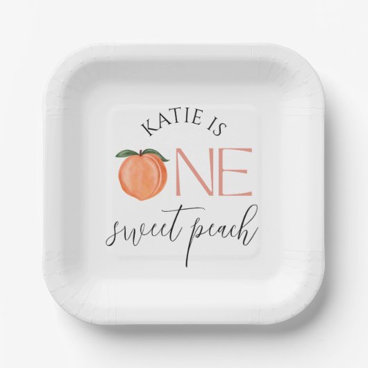 ワンスイートピーチ1st誕生日プレート ペーパープレート (正面)