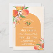 ワンスイートピーチ1st誕生日招待状 招待状 (正面)