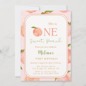 ワンスイートピーチ1st誕生日招待状 招待状 (正面)