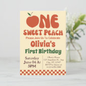ワンスイートピーチ – レトロピーチ1st誕生日 招待状 (スタンド正面)