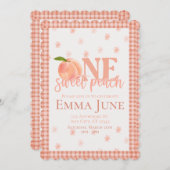 ワンスイートピーチ | 最初の誕生日招待状 招待状 (正面/裏面)