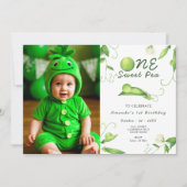 ワンスイートピーファースト誕生日パーティー 招待状 (正面)