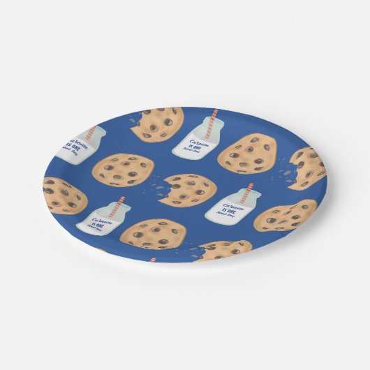 ワンスイートボーイクッキーパターンファースト誕生日 ペーパープレート (アングル)