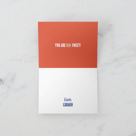 ワンスイートボーイクッキーファースト誕生日 サンキューカード (内部)