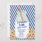 ワンスイートミルク&クッキーボーイズファースト誕生日 招待状 (正面)