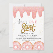 ワンスイート1ndドーナツ ピンククリーム バースデーパーティー 招待状 (正面)