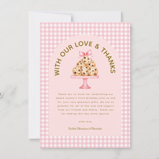 ワンスウィートクッキーガールズ初誕生日ありがとう サンキューカード (正面)
