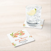 ワンスウィートピーチフルーツ1st誕生日 スクエアペーパーコースター (インサイチュ)