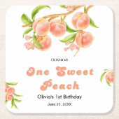 ワンスウィートピーチフルーツ1st誕生日 スクエアペーパーコースター (正面)