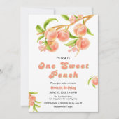 ワンスウィートピーチフルーツ1st誕生日 招待状 (正面)